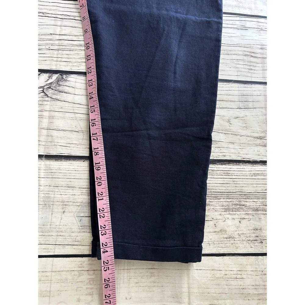 J.Crew‎ Seaside Jogger Pant Navy Blue Linen Cotton Drawstring Elastic Waist Sz 8